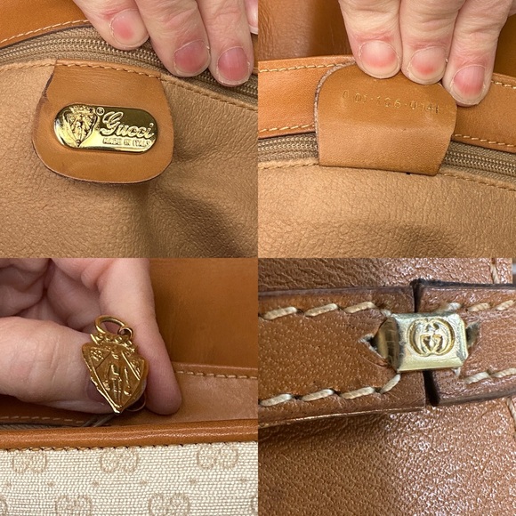 Vintage Gucci Micro GG Canvas Flap Shoulder Messenger Bag Tan Leather w/ COA - Picture 9 of 11